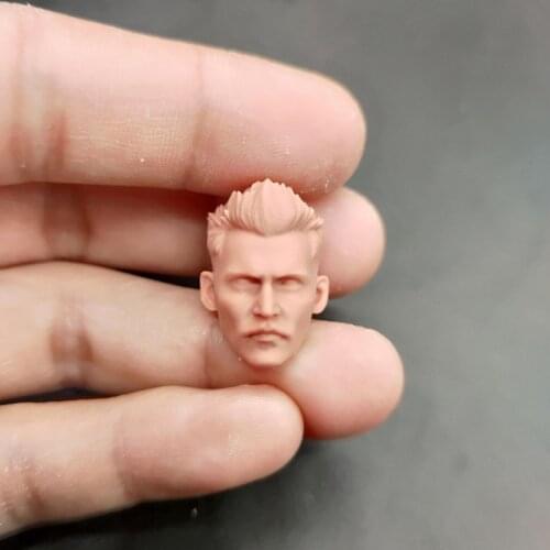 Blank 1/12 Scale Fantastic Beasts Johnny Depp Head Sculpt Unpainted Fit 6" ML Figure