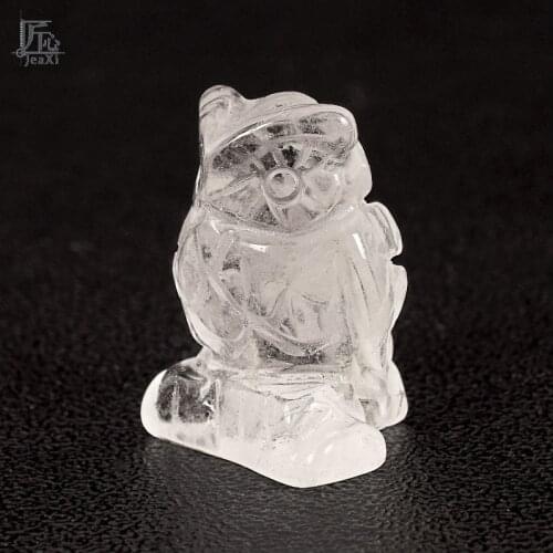 1.5 Inch owl Figurines handmade natural rock quartz crystal owl statue Craft Carved Natural Stone mineral Mini Animals Statue
