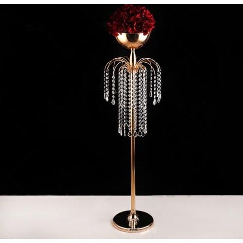 IMUWEN 10PCS Crystal Vase Flower Road Lead Luxury Flowers Pot Wedding Table Centerpiece For Party Home Hotel Decoration