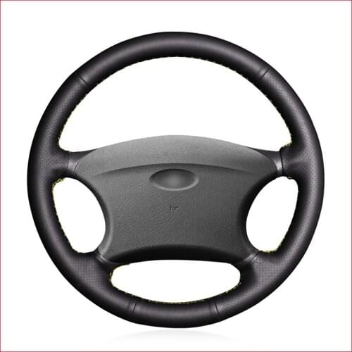 Black PU Faux Leather DIY Hand-stitched Car Steering Wheel Cover for Chevrolet Niva 2002-2009 Lada 2110 2011-2014