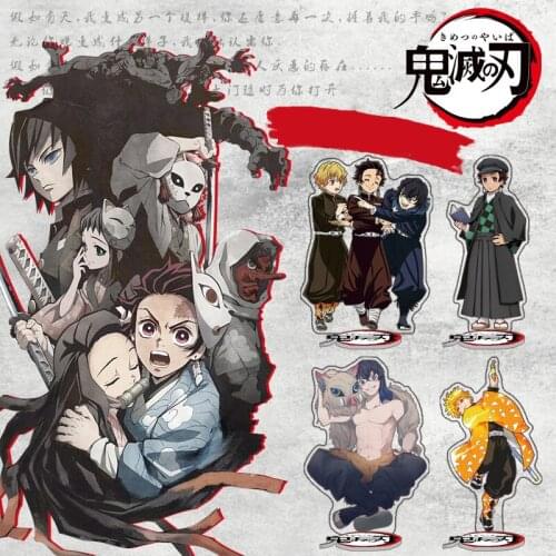 Kawaii Demon Slayer Figure Acrylic Stands Toy Cute Anime Kamado Tanjirou Agatsuma Zenitsu Kamado Nezuko Room Decor Gift for Girl