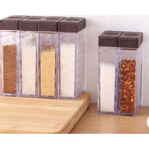 Seasoning Box Kitchen Spice Storage Bottle Jars Transparent PP Salt Pepper Cumin Powder Box Tool salt pepper shaker set
