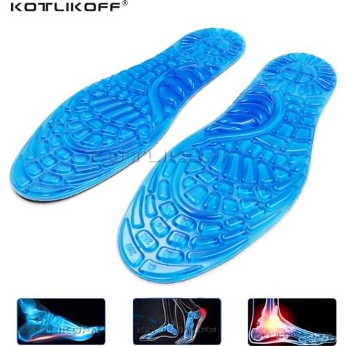 KOTLIKOFF Sport Running Silicone Gel Insoles For Feet Soft Massage Orthopedic Shoes Sole Arch Support Shock Absorption Pads