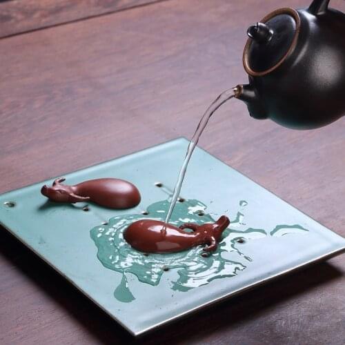 One piece yixing zisha tea pet purple clay tea play buffalo Chinese ornament home table garden decoration on sales small size