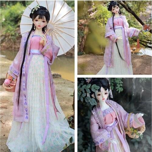 1/4 1/3 scale BJD clothes Ancient Costume Hanfu Fairy Dress Suit for BJD/SD MSD SD13 Big Girl Doll Accessories C1225