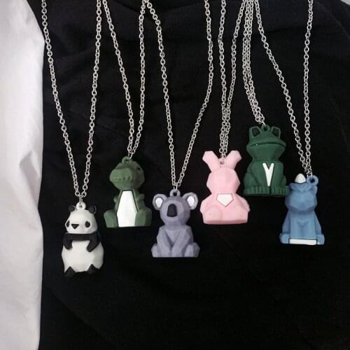 Cute Animals Panda Frog Dinosaur Rabbit Koala Unicorn Necklace Silicone Funny Necklace Women Men Children Gifts