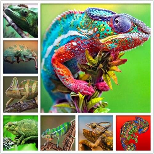 5D DIY Full Square/Round Diamond Painter Animal chameleon Diamond Embroidery Cross Stitch Kit Mosaic Home Decoration Gift