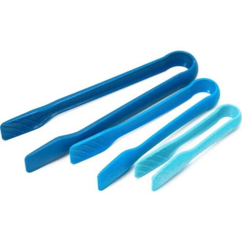 NHBR Set of 3 Tone Blue Compact Large Medium Small Plastic Cooking Tongs