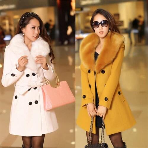 New womens high qualitywool coat long section 2020 winter fashion double-breasted large wool collar wool coat female coat AL148