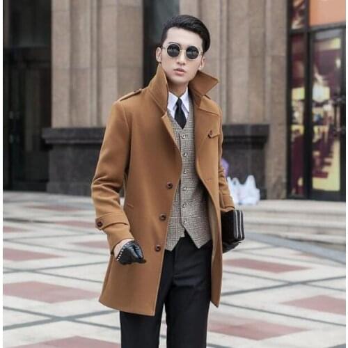 Single breasted mens woolen coats man long coat men clothes slim fit overcoat men sleeve 2020 winter autumn fashion big size 9XL
