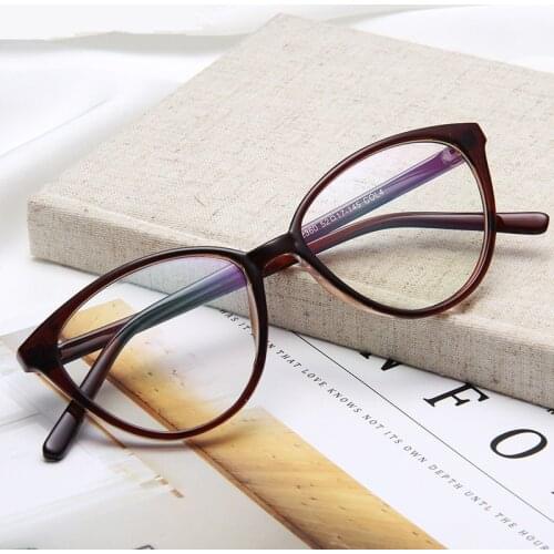 Cat Eye Glasses Frame Women Fashion Ultra Light Transparent Optical Eyeglasses Flat Clear Lens Eyewear