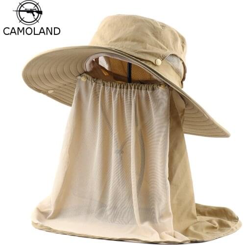 CAMOLAND 2 IN 1 Waterproof Bucket Hat Women Men Summer UPF 50+ Sun Hat With Neck Flap Male Outdoor Hiking Fishing Hats Beach Cap