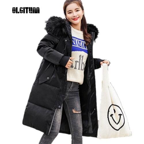 OLGITUM 2018 New Parkas Female Women Winter Coat Thickening Cotton Winter Women Outwear Parkas for Women Winter Long Hooded