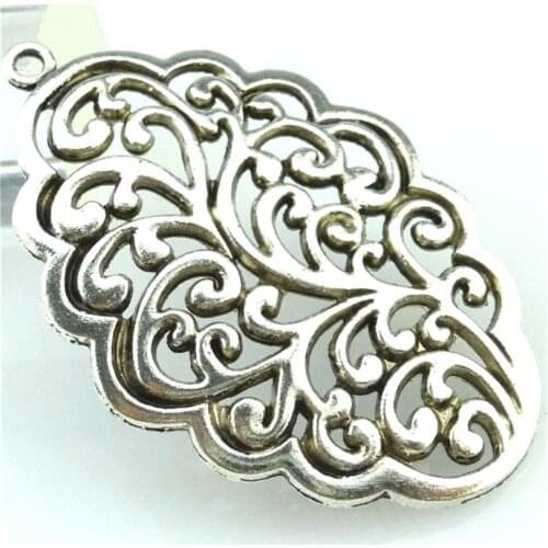 1pc Tibetan Silver Plant Flower 53*5mm Charms Pendants DIY Vintage Jewelry for Necklace Bracelet Making Accessaries