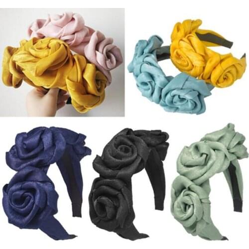 Fashion Bohemia Bridesmaid Rose Wreath Headbands for Women Girl Floral Crown Hairband Wedding Headpiece Wreath Hair Accessory