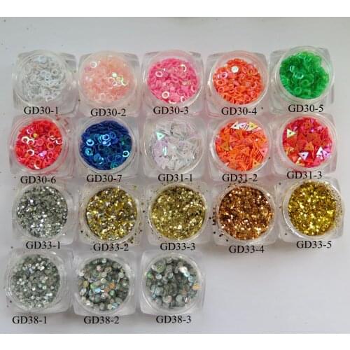 Retail 3G/Jar Cute AB-Color Laser Gold/Silver Hexagon Triangle Laser-Line Round Glitter Nail art Glitter Nail art decoration