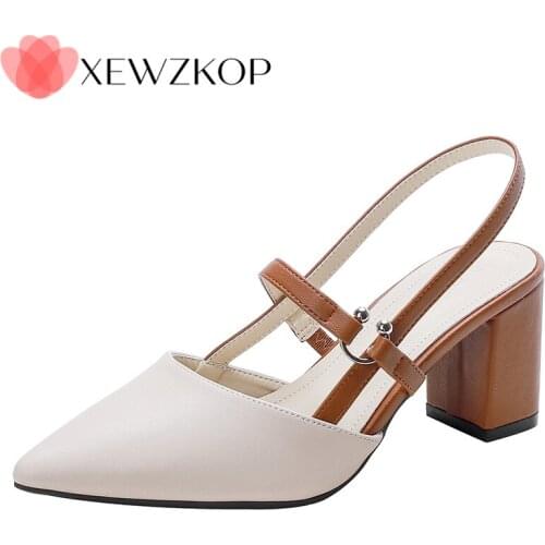 Brand Designer Sandals Womens Summer New Pointy Chunky Sandals Fashion Model Woman Shoes Art Office Lady Work Daily khaki 34-41