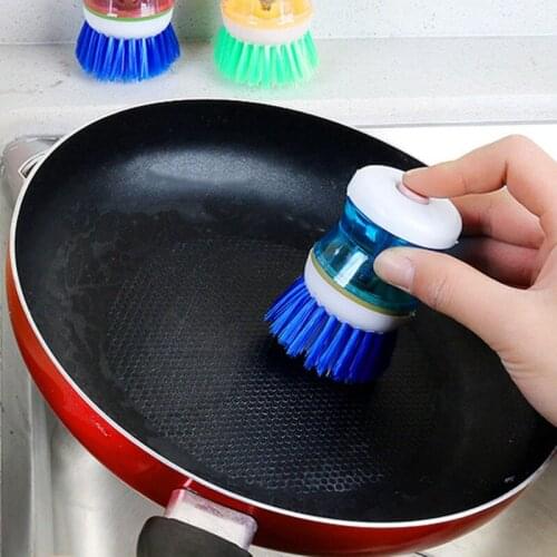 Kitchen Dish Brush With Liquid Soap Dispenser Plastic Pot Dish Cleaning Brush Home Cleaning Products Kitchen Washing Utensils
