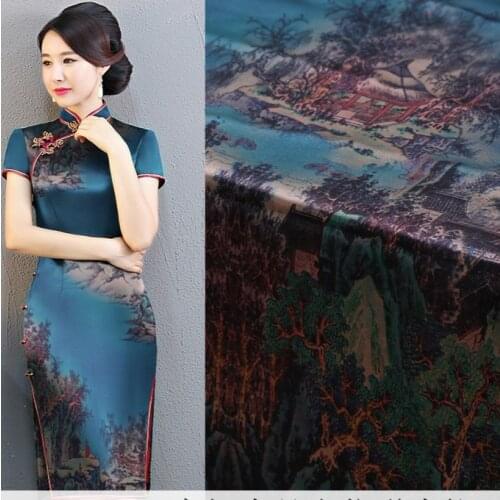 138cm wide printed chinese silk fabric 19mm silk stretch satin fabric meter digital inkjet dress fabric wholesale silk cloth