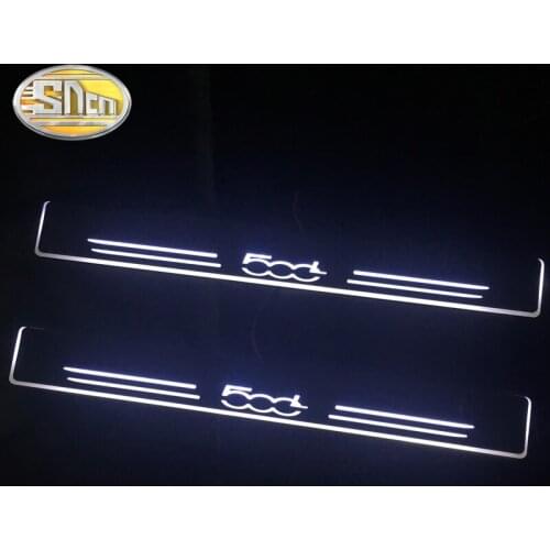 SNCN 4PCS Car LED Door Sill For Fiat 500L 500 L 2013 - 2019 Ultra-thin Acrylic Dynamic LED Welcome Light Scuff Plate Pedal