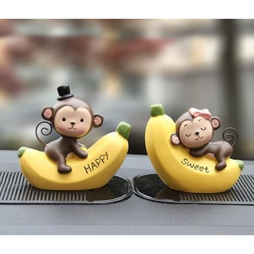 1pcs Car Ornament Fashionable Cartoon Lovely Banana Monkey Doll Automotive Dashboard Decoration Car Interior Accessories