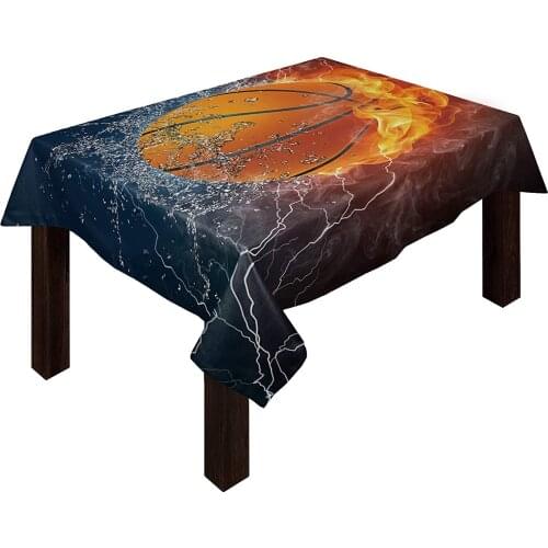 Water Fire Basketball Sport Tablecloth for Kitchen Dinning Table Top Decoration
