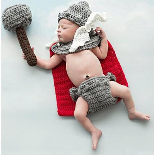 Crochet Anime Costume for Newborn Photography Props Knitted New Born Blanket Infant Boys Hat Beanie Baby Coming Home Outfit