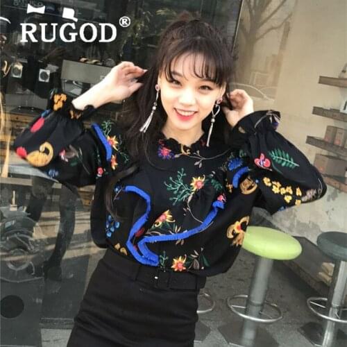 Womens Blouse Casual Fashion Ruffles O-neck Flare Sleeve Shirts Korean Style Chic 2020 New Fashion Vintage Elegant Chic Tops