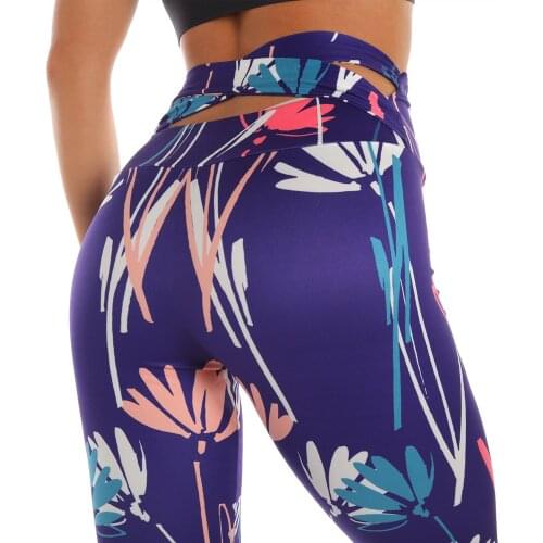 Zohra Bandage Woman Pants Workout Legging Blue Doodle Flowers Printing Fitness leggins High Waist Slim legins Gym Leggings