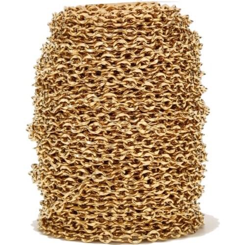 1Meter Stainless Steel 7mm Width Gold Rolo Cable Chains Flat Wire Chic Lips Link Chain for Bracelet Necklace DIY Jewelry Making