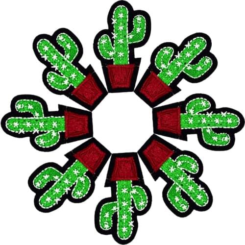 10PCS DIY Cactus Patches Badges for Clothing Iron Embroidered Patch Applique Iron on Patches Sewing Accessories on Clothes Bags