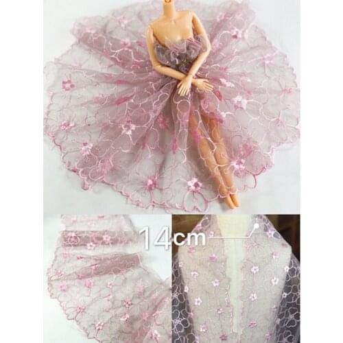 2Meters Mesh Tulle Embroidered Lace Trim Sofa Curtain Lingerie Bra Underwear Handmade Dress Sewing Fabrics 14cm Width