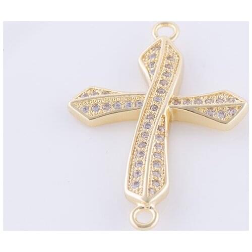 5pcs Trendy Jewelry Vintage Zircon Crosses Charms For Bracelets Jewelry Making Diy Copper Micro Pave Connectors Charms Wholesale