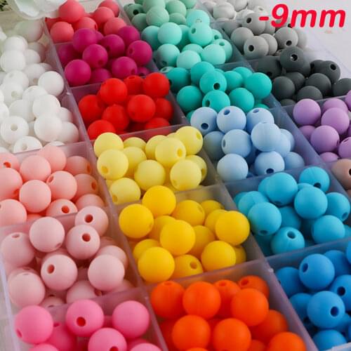 Kovict 50Pcs 9mm Silicone Beads Round Perle Silicone Dentition Baby Teething Beads For Jewelry Making Baby Products