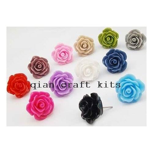 72pcs gift set 13mm Flower Stud Earrings- Resin Flower Studs, Colorful Earrings- Gift Idea, Stocking Stuffer lead free