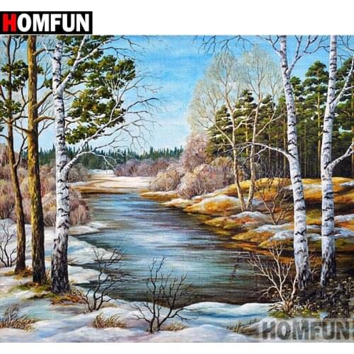 HOMFUN Full Square/Round Drill 5D DIY Diamond Painting "Tree scenery" Embroidery Cross Stitch 5D Home Decor Gift A16260