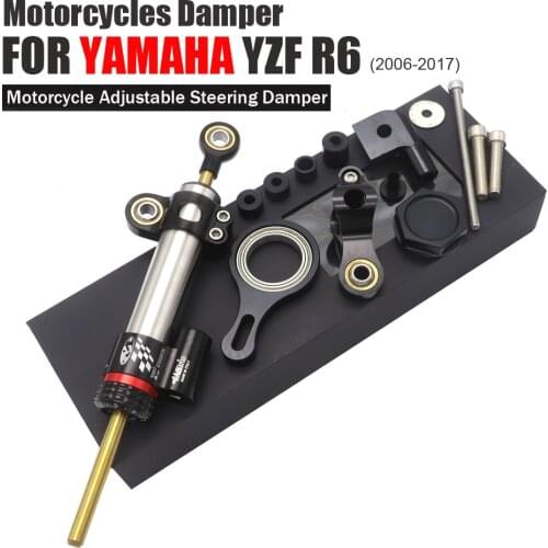 CNC Aluminum Adjustable Motorcycles Steering Stabilize Damper Bracket Mount Kit For YAMAHA YZF R6 2006-2017/ R1 2009-2012 Silver