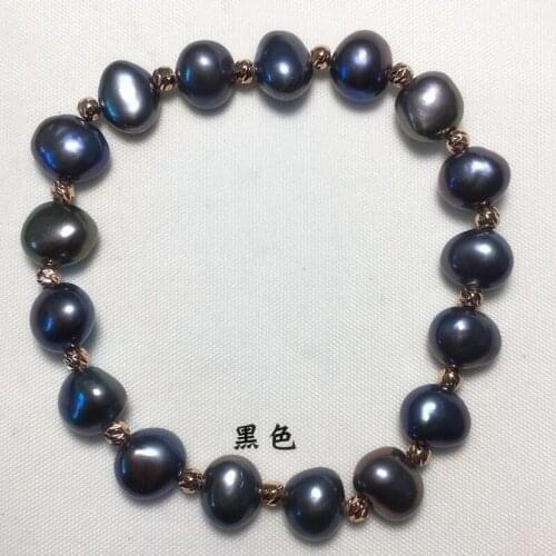 NEW 8-9mm Multicolor White pink purple black gray Freshwater Pearl Bracelet Shaped Baroque Pearl Bracelet Elastic rope
