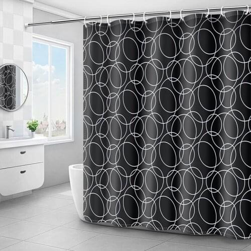 Black Circle Refreshing Quick Dry Shower Curtain Bathroom Curtains Home Decoration Polyester Waterproof YL-0014