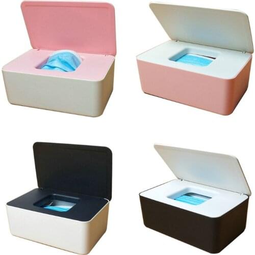 Baby Wet Wipes Dispenser Tissue Storage Box Mouth Mask Case Holder with Lid Home Office Supply