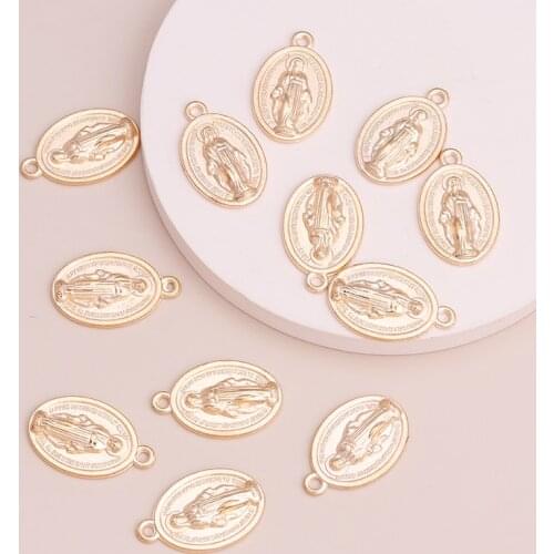 8pcs Long Statement Alloy Hearts Virgin Mary Pendants Jewelry for Handmade Necklaces Original Bracelet 26x15mm Gifts
