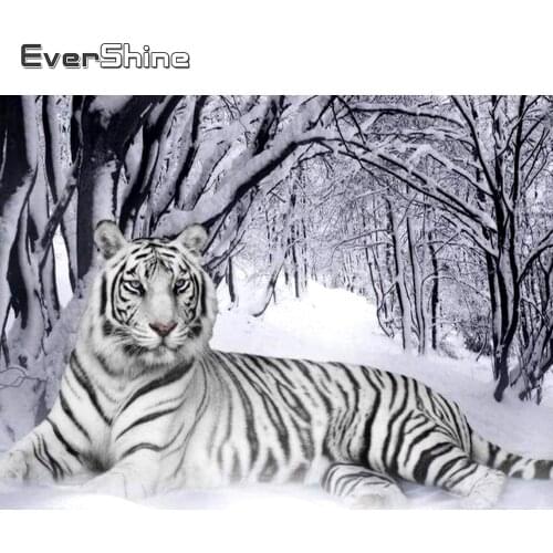 Evershine 5D DIY Diamond Painting Tiger Mosaic Animal Picture Of Rhinestone Embroidery Full Drill Square Decoration Home