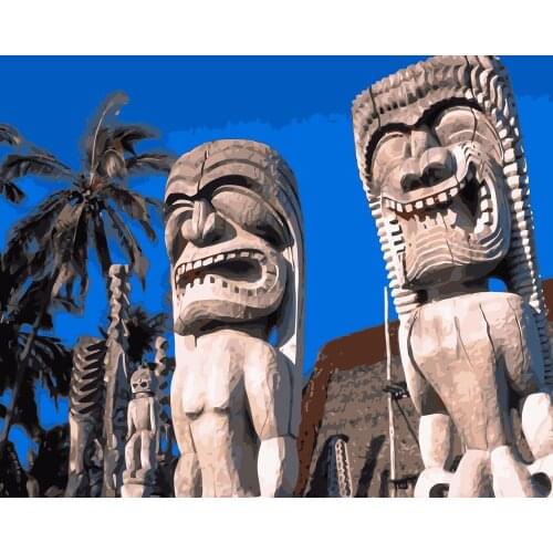 MaHuaf-j602 Hawaiian tiki statues painting by numbers paint canvas wall pictures for living room