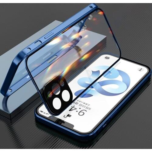 Metal 360 Cases for Iphone 12 Pro Max Case Buckle Installation Glass for Iphone 11 Pro Max XR XS Case Funda Luxury Coque Cover