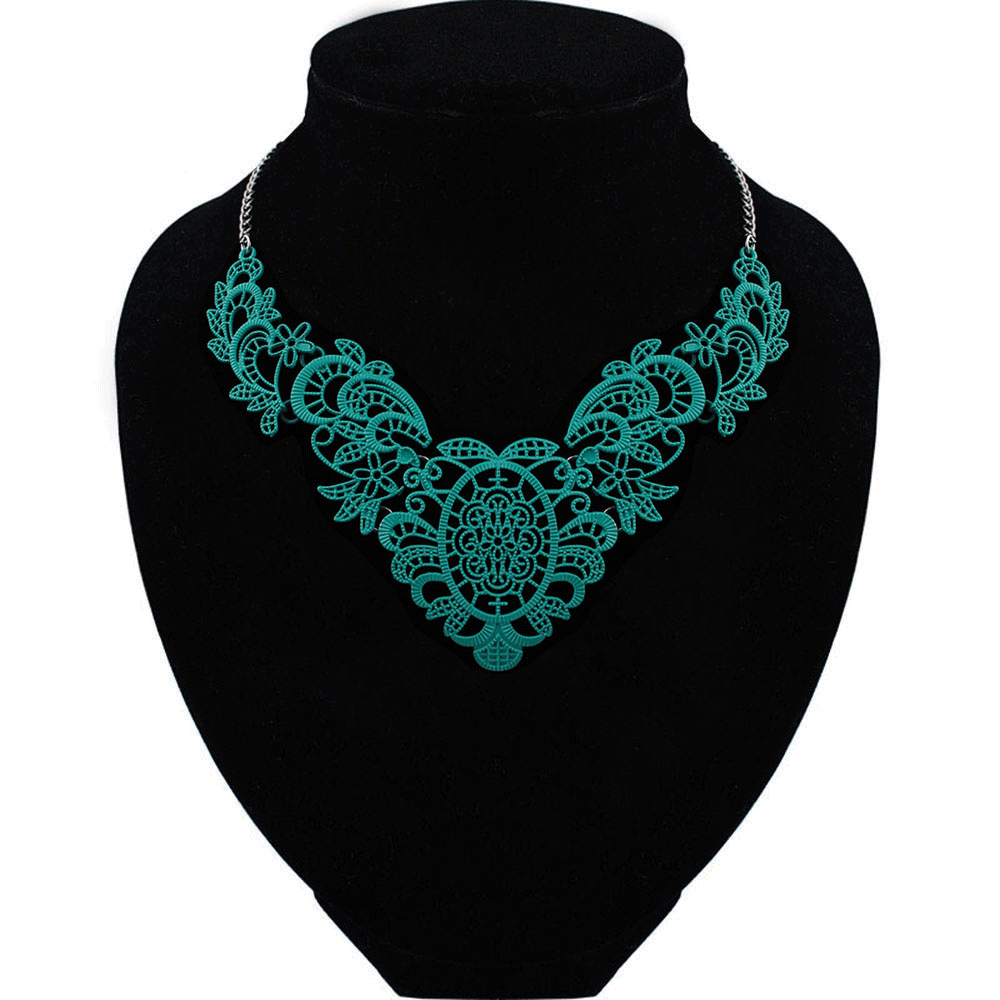 Trendy Lace Necklace European and American Fashion Zine Alloy Hollow Out Necklace Painting Factory Direct False Choker