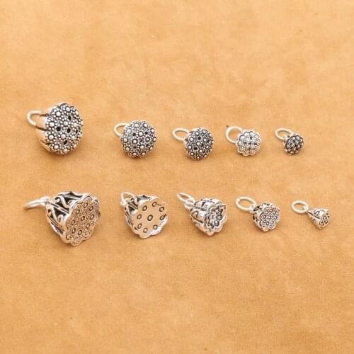 Wholesale S925 Sterling Jewelry Thai Silver Diy Crystal Bracelet Accessories Exquisite Lotus Bracelet Small Pendant