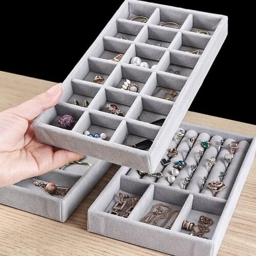 1/3Pcs Fashion Portable Velvet Jewelry organizer Tray Ring Necklace Display Storage Box Earring Jewelry Showcase Drawer Storage