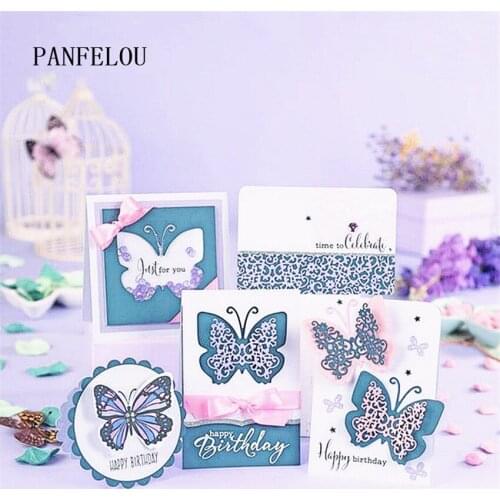 PANFELOU 1lot=2PCS Cut the butterfly metal craft Carbon Steel Cutter paper die cutting dies Scrapbooking/DIY Embossing cards
