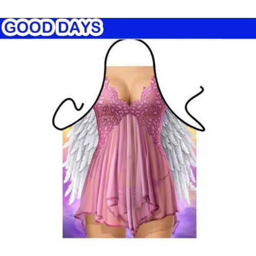 Little angel girl sexy pink apron Lace pajamas Creativity Gift BBQ Apron Kitchen Woman Men Funny Bar Party Apron Wedding Apron