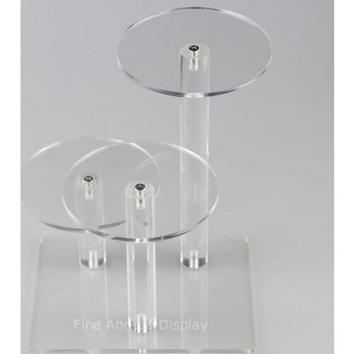 3 Layer Round Clear Acrylic Retail Display Risers Jewelry plexi Stand Holder